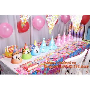 China cartoon theme party for kids happy birthday party tableware, Festival Pink Tablecover Supply,Transparent Rectangle Kitch supplier