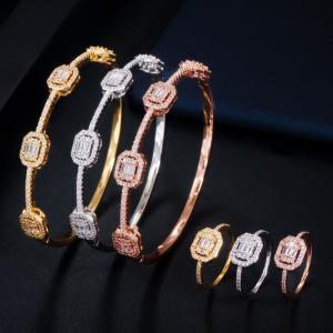 Bridal Bangles Classical Charm Shinny AAA CZ Bracelet Multicolor New Design Jewelry for Women Party