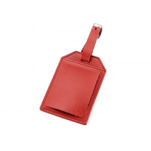 China Rectangle PU Leather Travel Suitcase Tags Bag Labels Suitcase Tags With Buckle Strap supplier