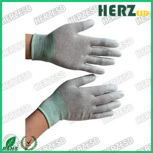 China Electronic Workshop ESD Safe Gloves , Anti Static Work Gloves PU Finger Tip Coating supplier