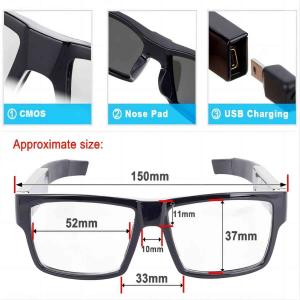 China Security Hidden Camera Sunglasses1080P Built-In 32G Memory Card Touch Control supplier