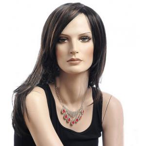 Synthetic Heat Resistant Wigs / Long Bob Wigs With Side Bangs