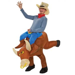 China Bull Rider Inflatable Cowboy Costume , Two Pieces Inflatable Man Costume supplier