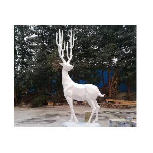 Outdoor White Color Animal Statue Fiberglass Deer Sculpture