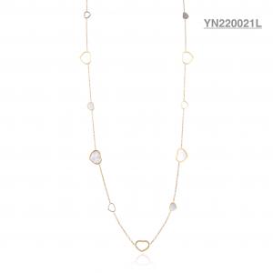 China White Shell Inlaid Heart Pendant Necklace K Gold Stainless Steel Long Neck Chain supplier