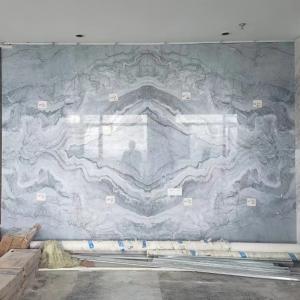Natural Living Room TV Background  20mm Marble Tiles For Home Decoration
