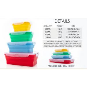 FDA 300ml 500ml 800ml 1200ml Silicone Folding Lunch Box
