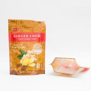 China 125g PE80 PET12 Candy Pouch Bag Ginger Chew With Window And Bottom Gusset supplier