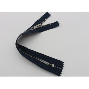 High Polished Thin Closed Ended Metal Zips , Silver Teeth Purse Ykk Handbag Zippers