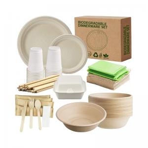Biodegradables Disposable Biodegradable Bagasse Sugarcane Paper Plates And Cups Tableware Dinnerware Set