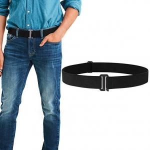 Flat Elasticated Belts Mens Invisible 115cm Black Zinc Alloy Buckle