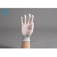 China White Nylon Fingertip PU Coated Hand Gloves 20cm 22cm S M L 0.9mm on sale