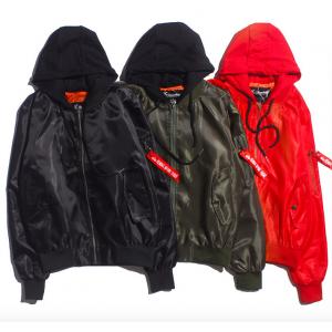 China Windproof Mens Winter Bomber Coats , Plus Size Black Nylon Bomber Jacket supplier