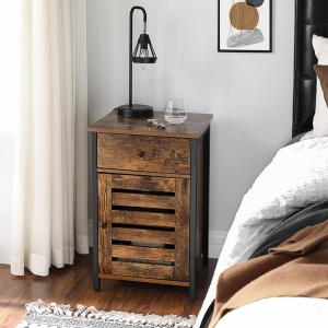 Small Nightstands with Cabinet, Industrial Style Bedside Table for Sale, LET063B01