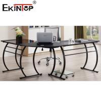 China L Shaped Glass Desk Office Depot With Metal Legs Home Computer Table on sale