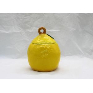 Ceramic Lemon Cookie Jar Light Yellow Lemon Fruit Candy Canister for Decoration