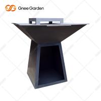 China Bbq Rusty Corten Steel Fire Pits With Log Store BBQ Gas Grill Outdoor BBQ Grill on sale