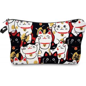 Lucky Cat Cosmetic Bag for Women Makeup Bags Travel Waterproof Toiletry Bag Accessories Organizer