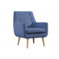 China Removable Seat Arm Chair Fabric Cover Wooden Legs Blue Accent Armchair on sale
