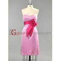 a Um-linha 2013 damas de honra plissadas curtos do rosa do cetim do querido veste BMGD3005
