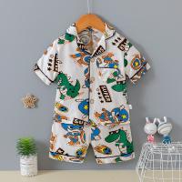 China Home Boys Cardigan Pajama Set Summer Full Flower Cotton Button Up Pjs on sale