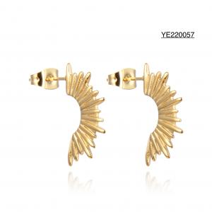 China Exaggerated Stainless Steel Gold Earrings Half Sunflower Stud Earrings supplier