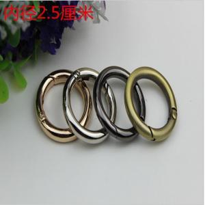 Polished gold inner diameter 25mm metal spring o ring carabiner open ring