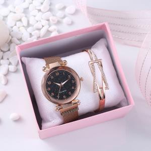 Women'S Wrist Watch Gift Set With Gypsophila dial Nonwaterproof