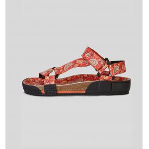 OEM Casual Flat Sandals For Ladies With Coral Red Bezli Floral Straps