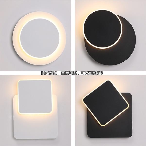 Can Rotating Square Or Circular Iron LED Wall Lamp White Or Black