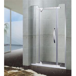 China Two Fixed Panel Stainless Steel Shower Screen Pivot Irregular Clear Tempered Glass supplier