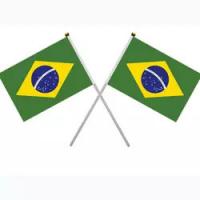 China 100% Polyester Brazil Custom Flag 14x21cm Brazil Hand Held Flags on sale