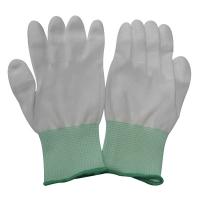 China White Polyester PU Fingertip Coated Safety Working Gloves Anti Slip on sale