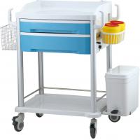 China Medical hospital furniture blue therapy cart with two drawers on sale