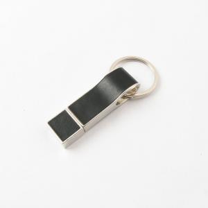 Black Leather USB Flash Drive With Key Ring Good Make Logo Fast Speed USB 2.0 And 3.0