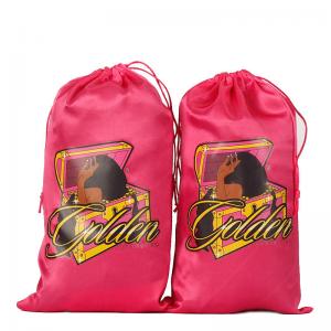 China Tassel Satin Jewelry Pouch , Screen Printing Satin Storage Bags supplier