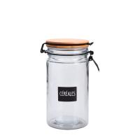 China Empty Seasoning Glass Containers 1L Large Glass Jars With Bamboo Lids on sale