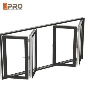 China Soundproof Aluminum Bifold Windows With Retractable Or Invisible Fly Screen commercial bi fold door corner bi fold door supplier