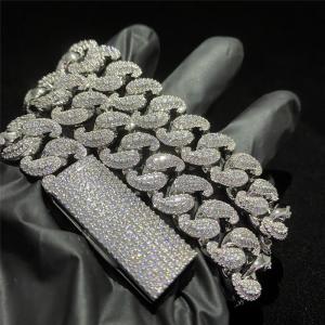 Hip Hop Moissanite Cuban Link Chain Miami Mens Sterling Silver Jewelry Necklace