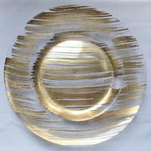 Disposable Glass Clear Charger Plates With Gold Rim Bulk Wedding