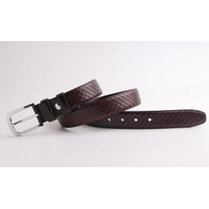 China Brown Color Classic Mens Leather Dress Belt With Regular Snake Grain supplier