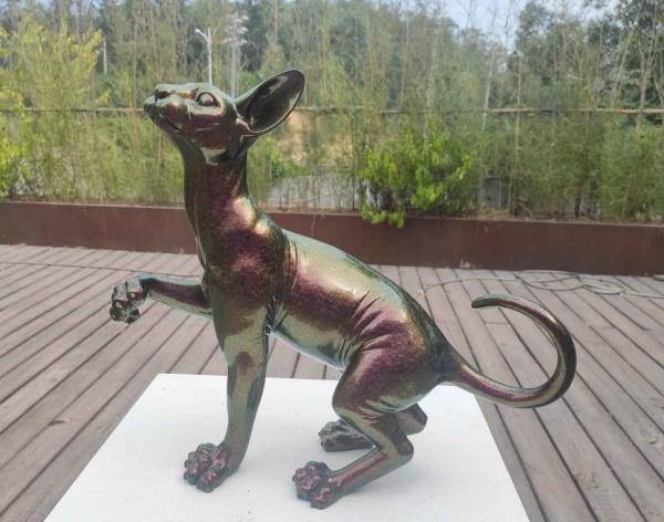 0.8M High Stainless Steel Custom Cat Sculpture With Chamelized Painting