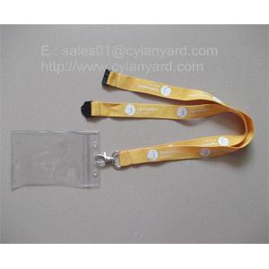 Personalized printed logo polyester lanyard with vinyl badge sleeve holder,