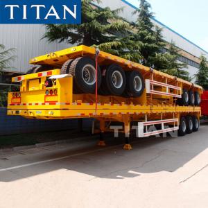 China TITAN tridem axle flat top high bed flatbed car trailers for sale supplier
