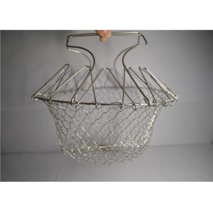Woven Stainless Steel Wire Basket , Heat Resistance Mesh Fryer Basket