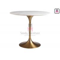 China Brushed Golden Tulip Base Marble Coffee Table Trumpet Base Table on sale