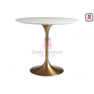 China Brushed Golden Tulip Base Marble Coffee Table Trumpet Base Table supplier