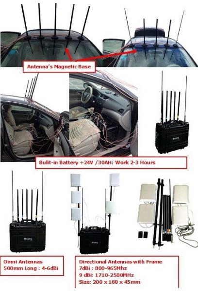 LOJACK 115W UHF VHF Jammer Radius With 50-150 Meters Jamming Range