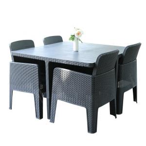 W160cm H75cm Table 4 Seater Rattan Dining Set , Wicker Rattan Table And Chairs For Garden