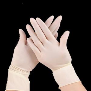 China Touch Screen Design laboratory latex gloves EN455  white disposable gloves supplier